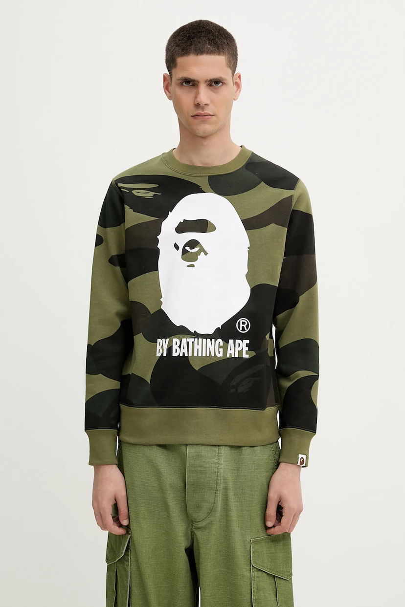 Dukserice BAPE A Bathing Ape Giant 1St Camo By Bathing Ape Crewneck Sweatshirt Zelena | 1L30113011