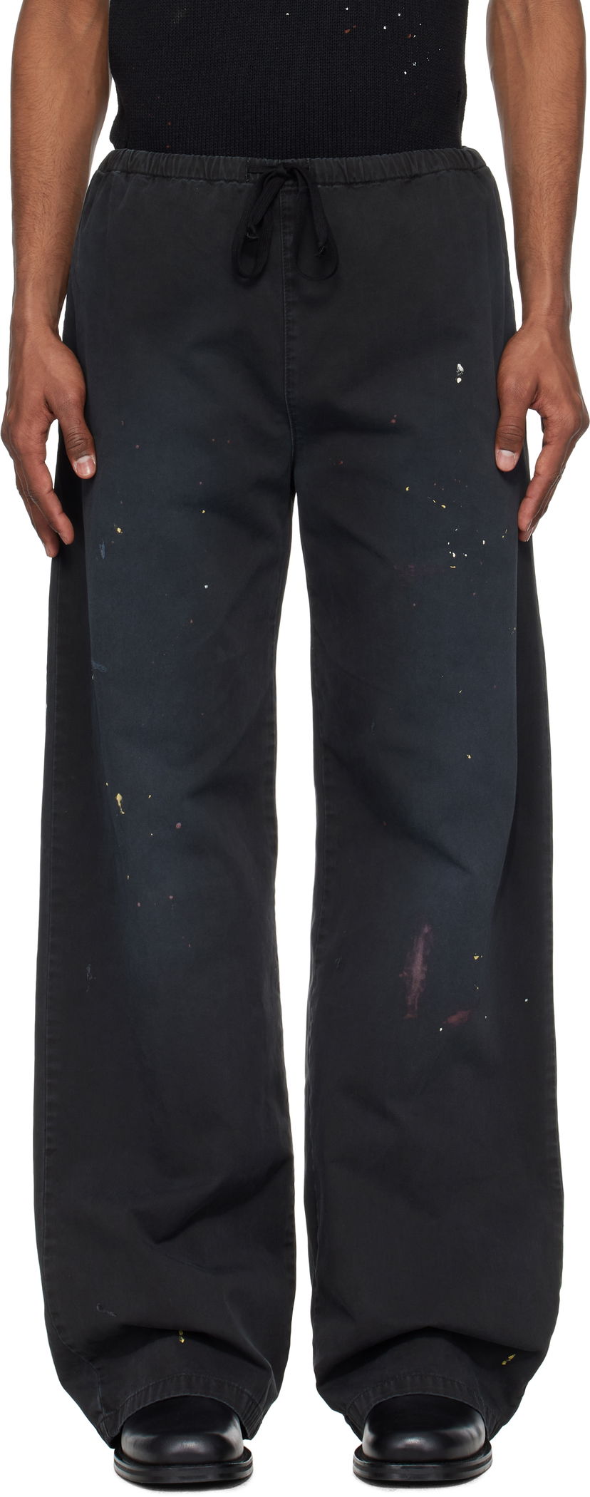 Trenirka Maison Margiela MM6 Maison Margiela Cotton Paint Splatter Trousers Crna | SH2KA0030 M35435