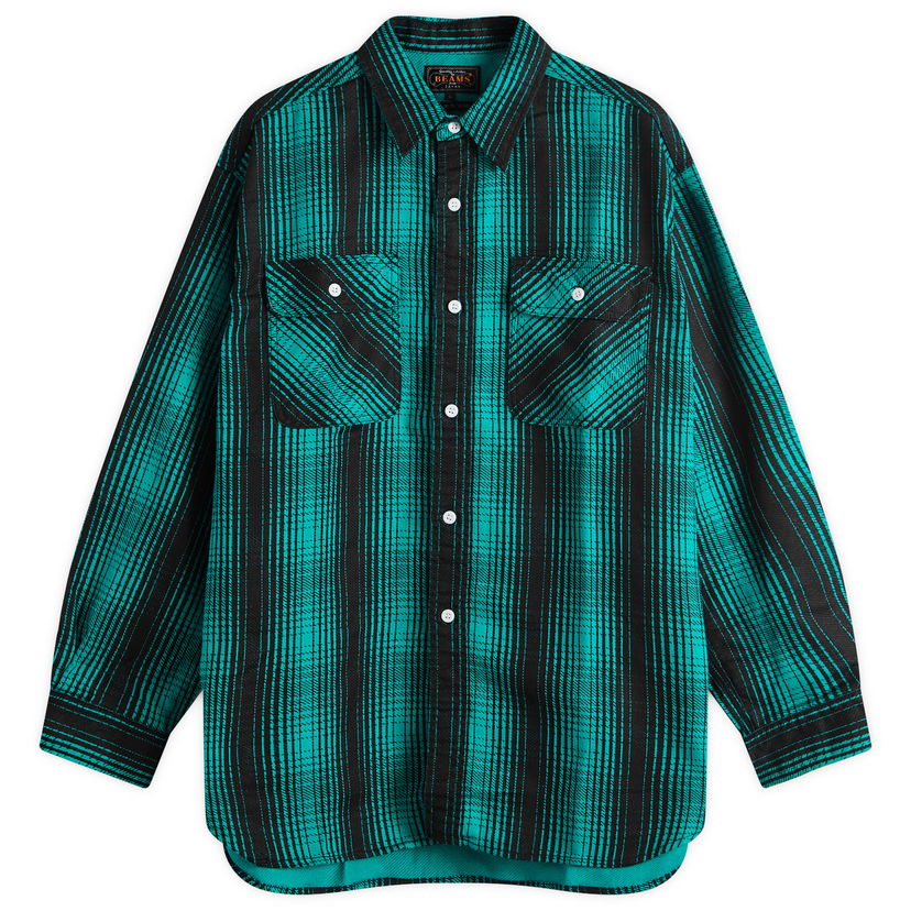 Košulja BEAMS Plus Flannel Work Shirt, Size Large Zelena | 3811-0889-139-65