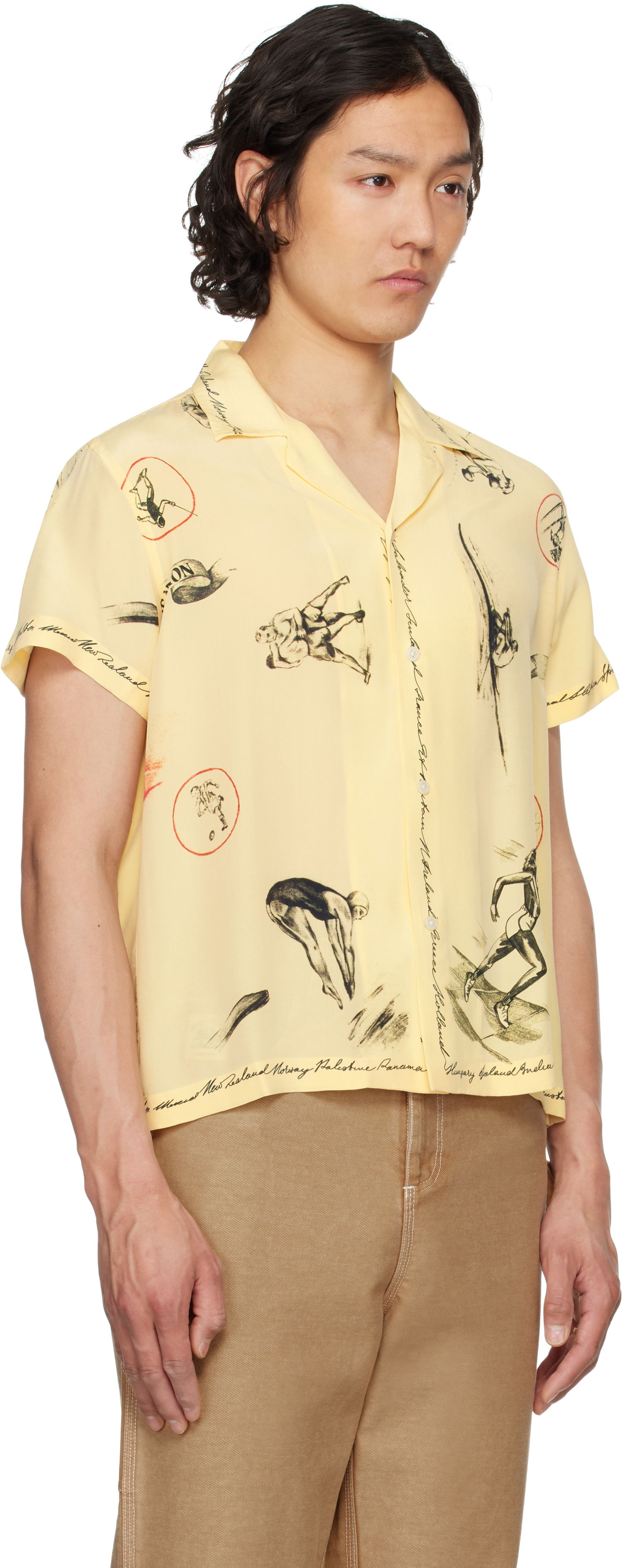 Košulja Bode Bode Games Print Relaxed-Fit Camp Collar Shirt Žuta | MRS25SH020, 1