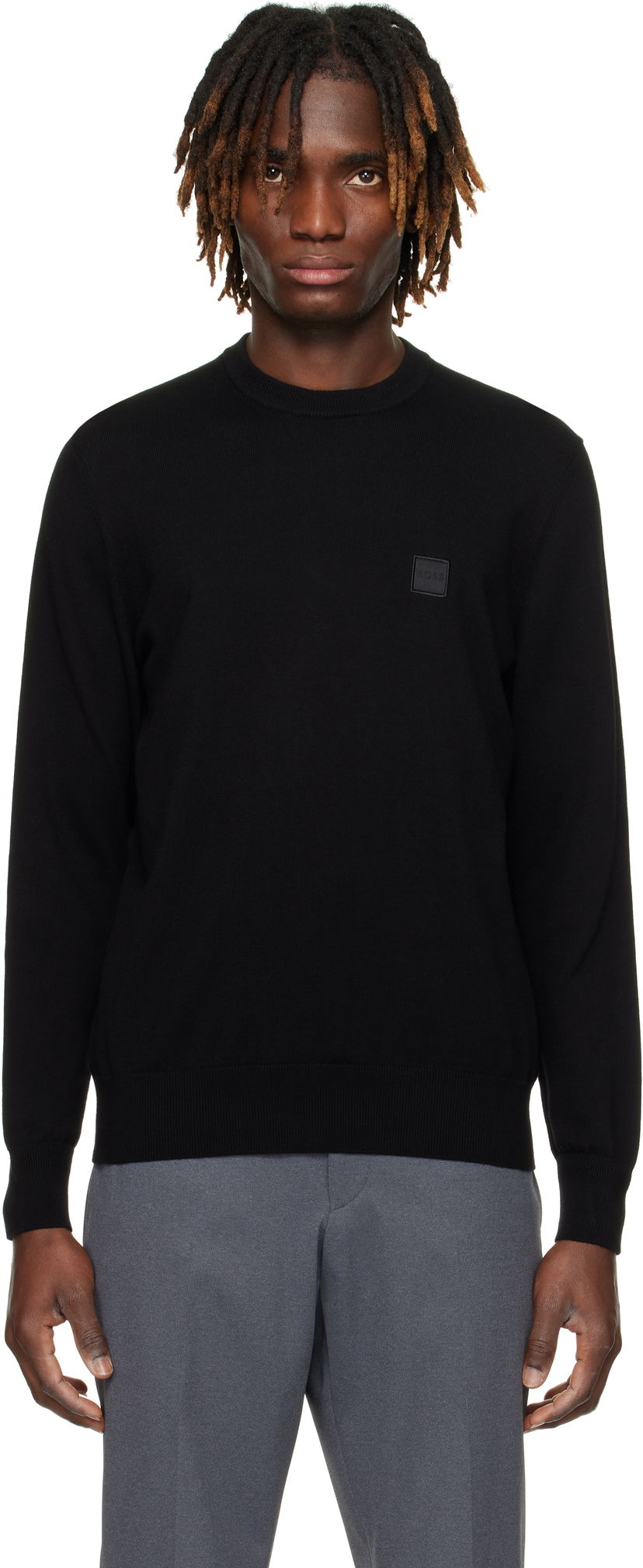 Džemper BOSS BOSS Cotton-Cashmere Regular-Fit Sweater Crna | 50527583