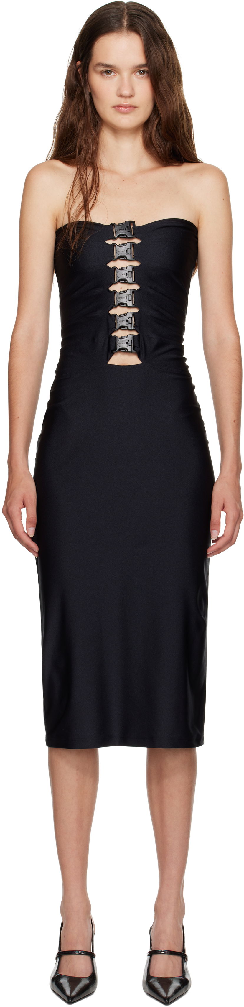 Haljina Coperni Coperni Multi Buckle Midi Dress Crna | COPR231F5001