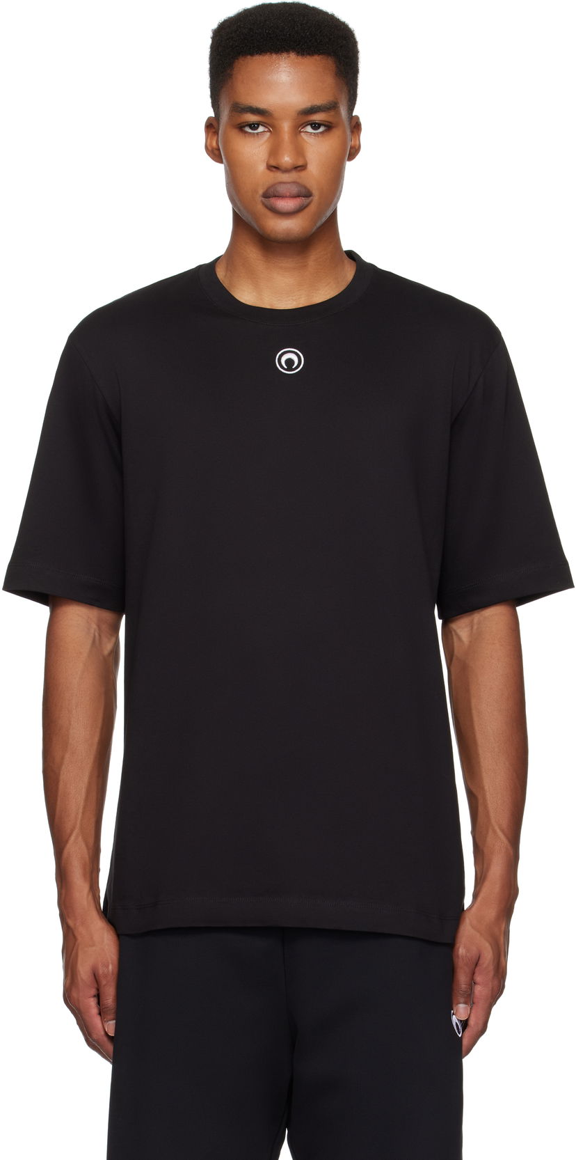 Majica kratkih rukava Marine Serre Organic Cotton Plain T-Shirt Crna | MTT077A CJER0009