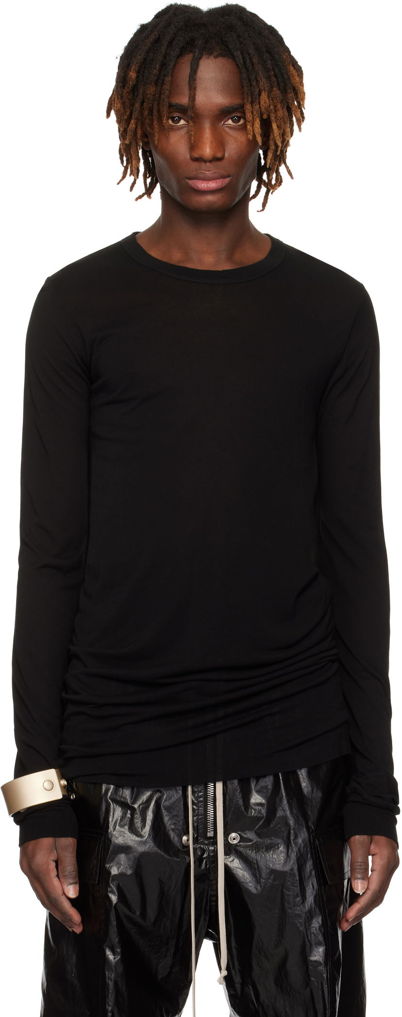 Majica kratkih rukava Rick Owens Rick Owens Hollywood Basic Long Sleeve T-Shirt Crna | RU01E5252 JS