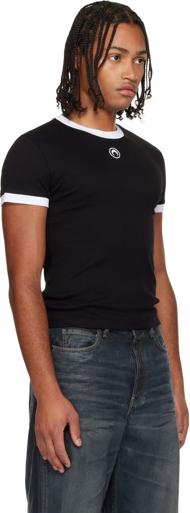 Majica kratkih rukava Marine Serre Moon Logo Bicolor Jersey Baby Fit T-shirt Bijela | UTT010ACJER0008, 4