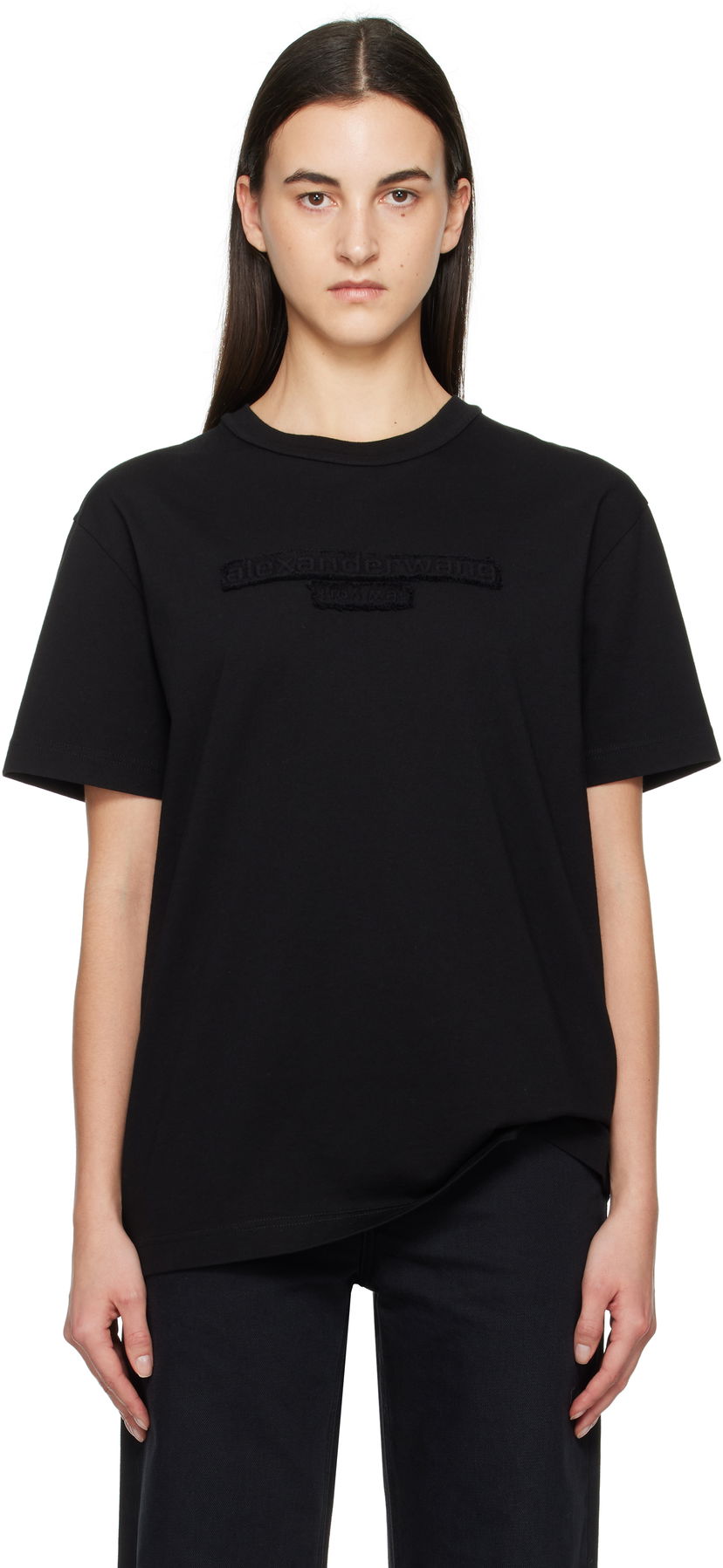 Majica kratkih rukava Alexander Wang Distressed Logo T-Shirt Crna | UCC1251786