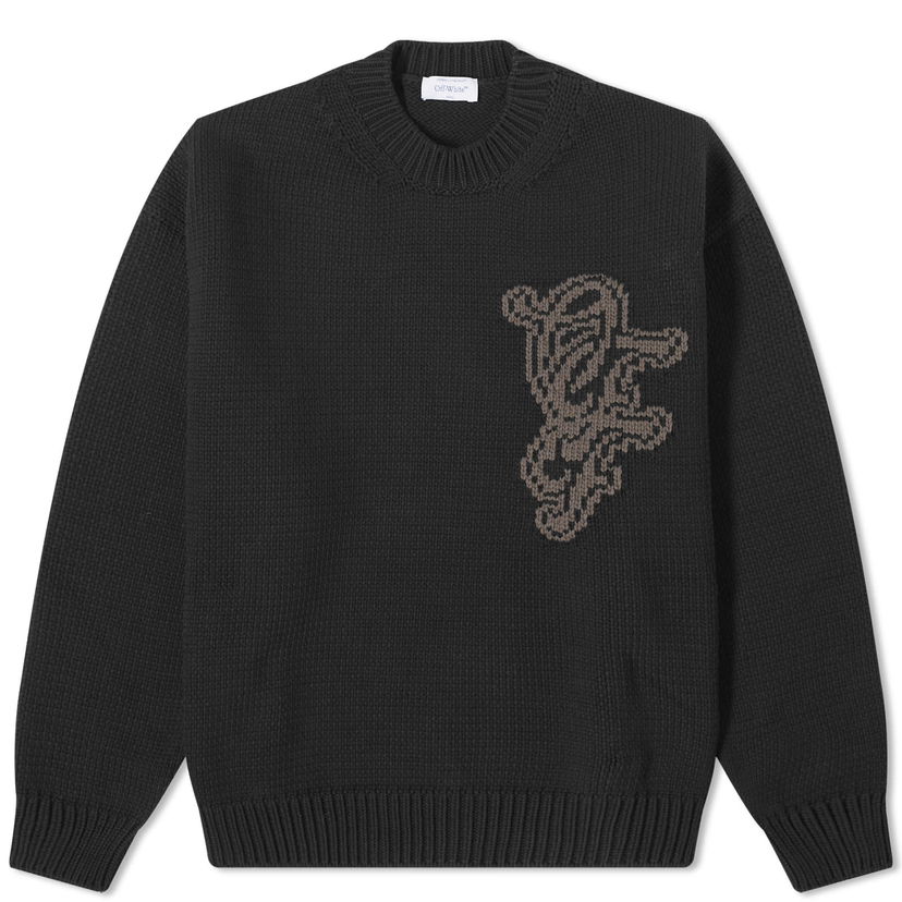 Dukserice Off-White Logo Crew Knit Crna | OMHE167S24KNI0011009