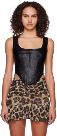 Miaou Campbell Faux Leather Corset Tank Top