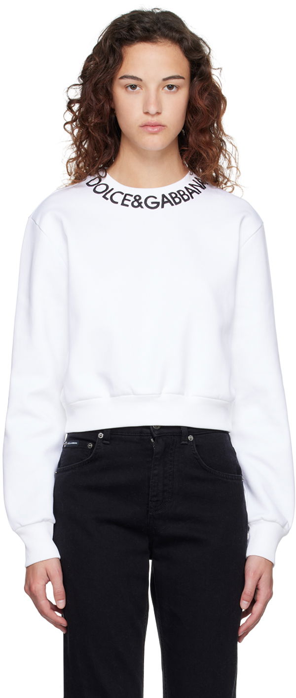 Dukserice Dolce & Gabbana White Cropped Sweatshirt Bijela | F9P35Z HU7H9