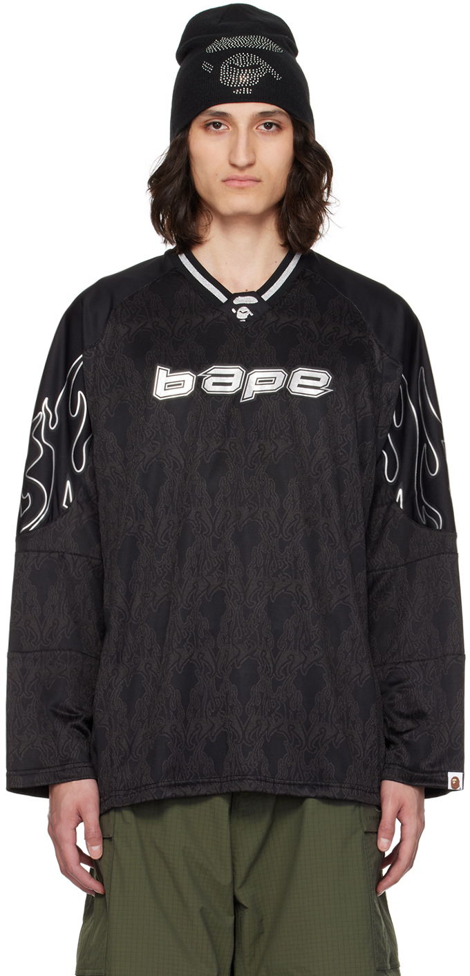 Dres BAPE Flame Graphic Long Sleeve T-Shirt Crna | 001LTK301302M