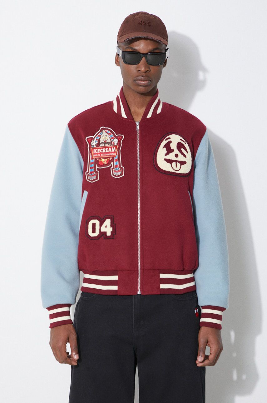 Bomber jakna BBC IceCream ICECREAM Diner Team Varsity Bomber Jacket Tamnocrvena | IC24106, 0