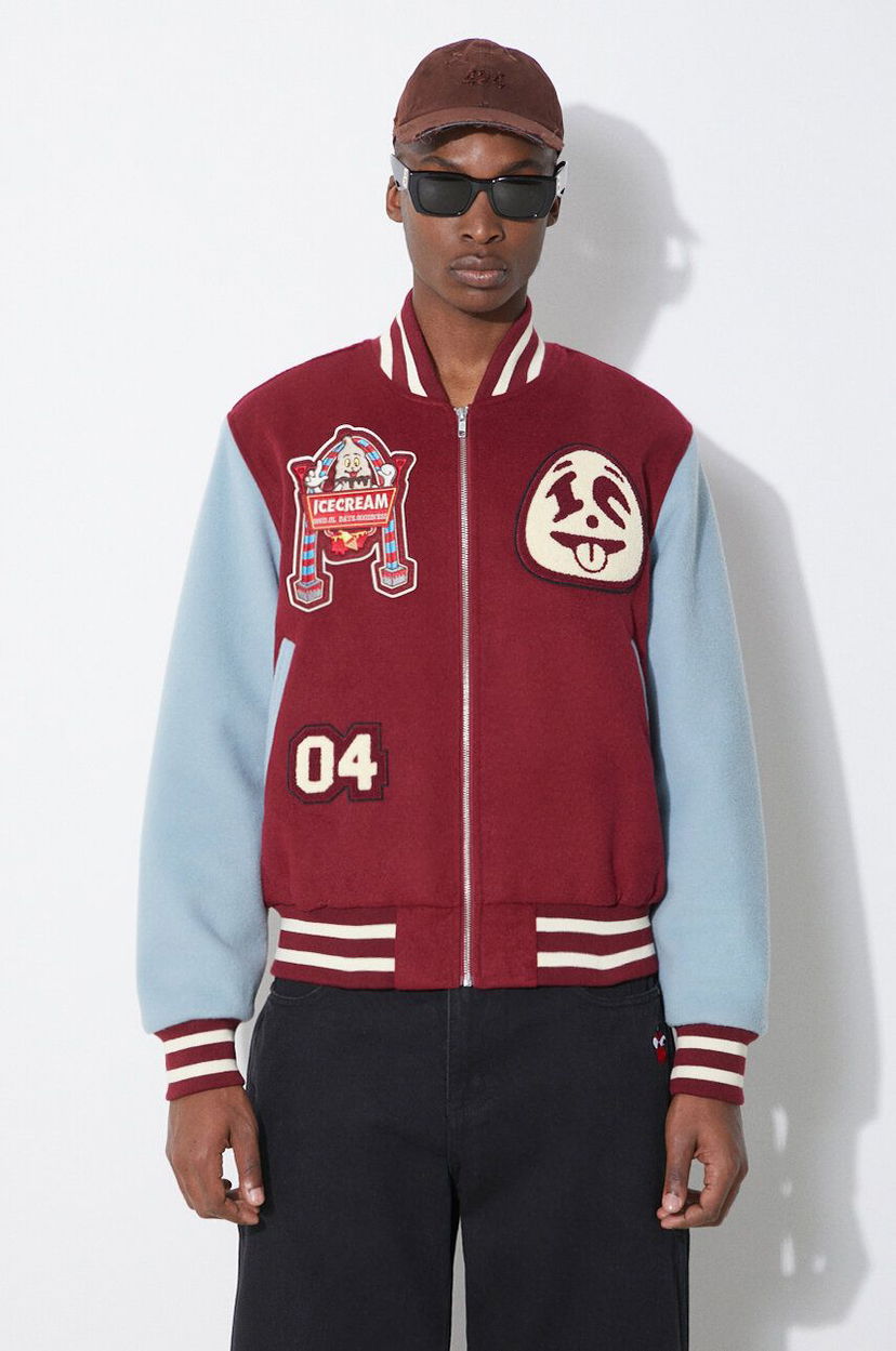 Bomber jakna BBC IceCream ICECREAM Diner Team Varsity Bomber Jacket Tamnocrvena | IC24106