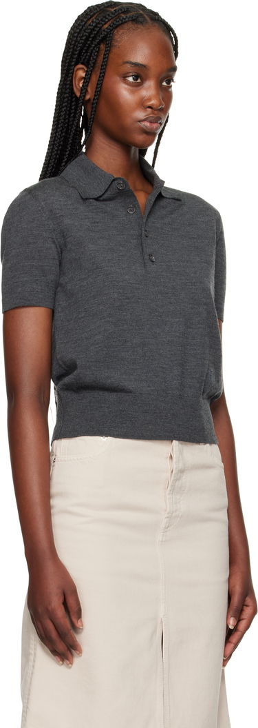 Polo majica Burberry Burberry Cropped Wool Polo Siva | 8102096, 1