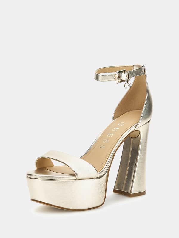 Odjeća GUESS Idas Foiled Leather Sandals Bijela | FLJIDSLEP03