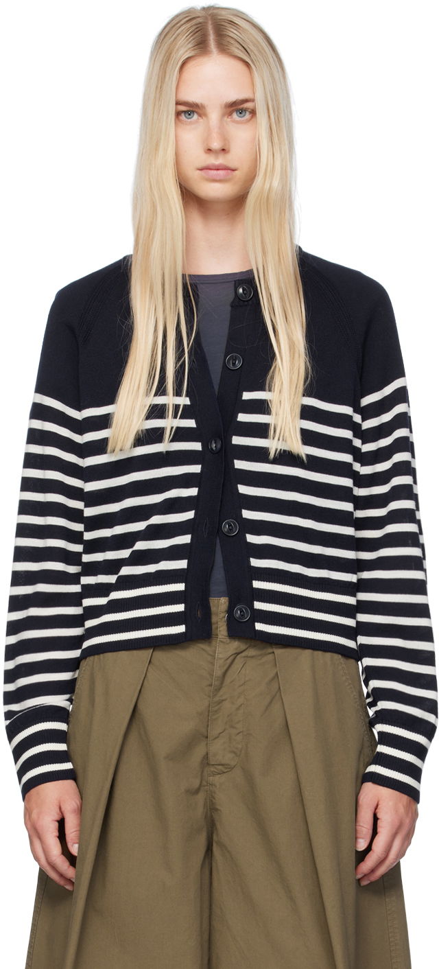Džemper YMC YMC Foxtail Stripe Cardigan Tamnoplava | Q8WMD