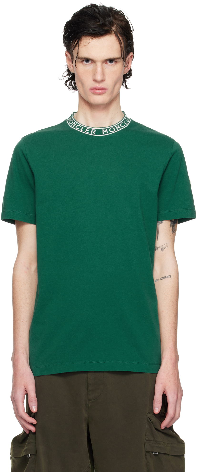 Majica kratkih rukava Moncler Logo-Trimmed Cotton T-Shirt Zelena | K10918C000278390T