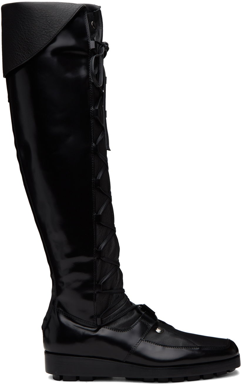 Odjeća KIKO KOSTADINOV Kiko Kostadinov Priam Lace-Up Knee-High Boots Crna | KKAW23FT02-96