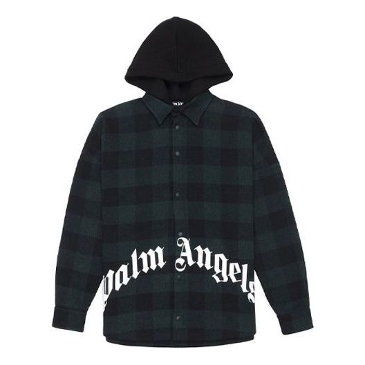 Dukserice Palm Angels Logo Print Hooded Overshirt by PALM ANGELS Zelena | PMGA042E20FAB0015701