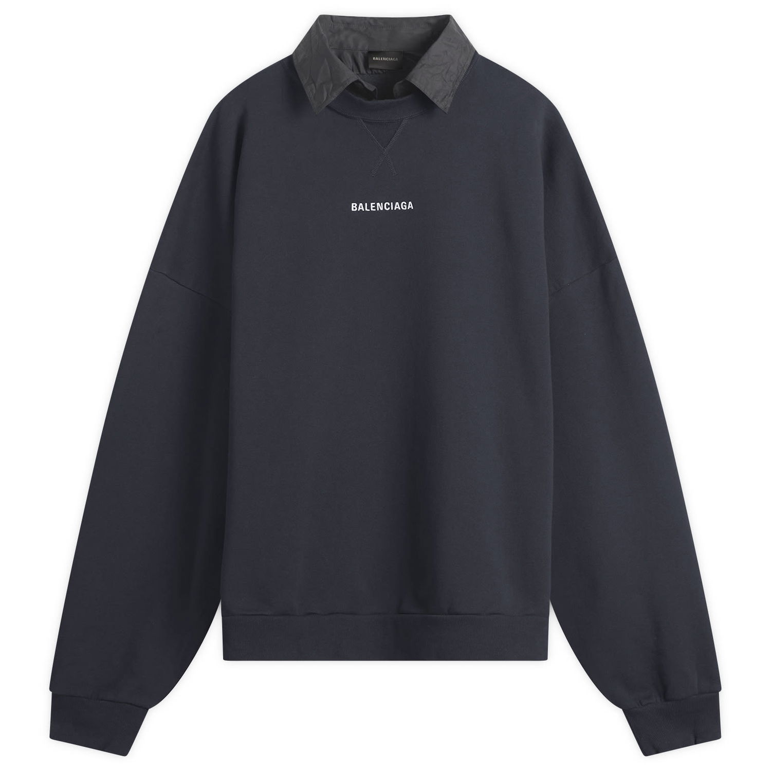 Dukserice Balenciaga Logo Layered Collar Sweatshirt Tamnoplava | 850363-TTVJ2-1569, 0