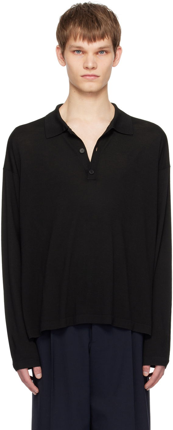 Polo majica The Row Long Sleeve Polo Crna | 268-Y590