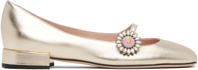 Tenisice i cipele Valentino Valentino Garavani Mary-Jane Ballerina Flats with Crystal Embellishment Metalik | 6W2S0LL7RKP