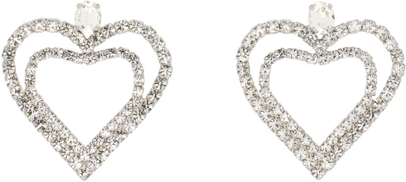 Naušnice Blumarine Blumarine Rhinestone Hearts Drop Earrings Metalik | P522W320A