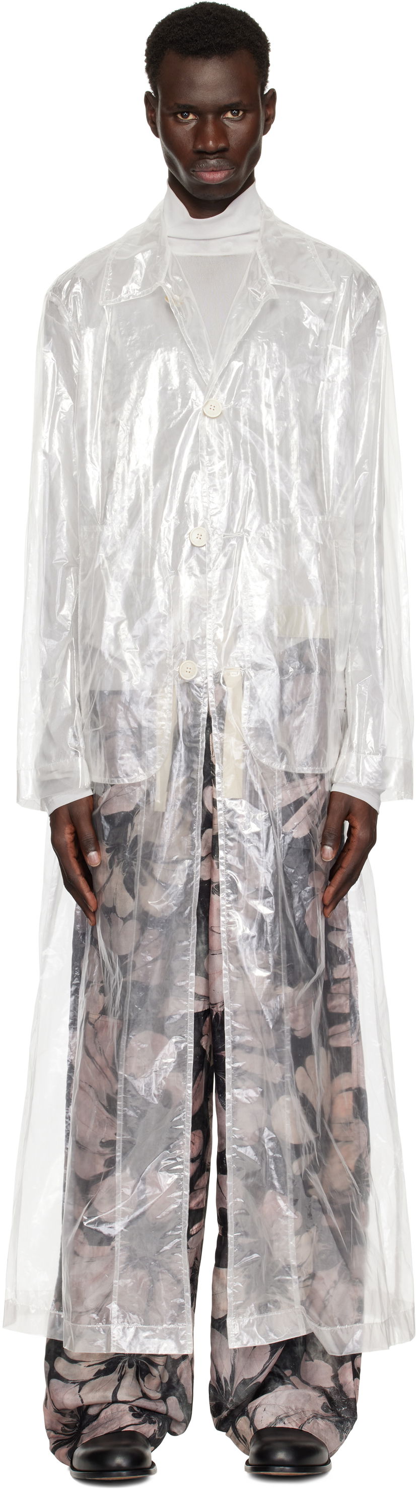 Kabanica Dries Van Noten Dries Van Noten Transparent Nylon Long Coat Bijela | 251-020213-1257