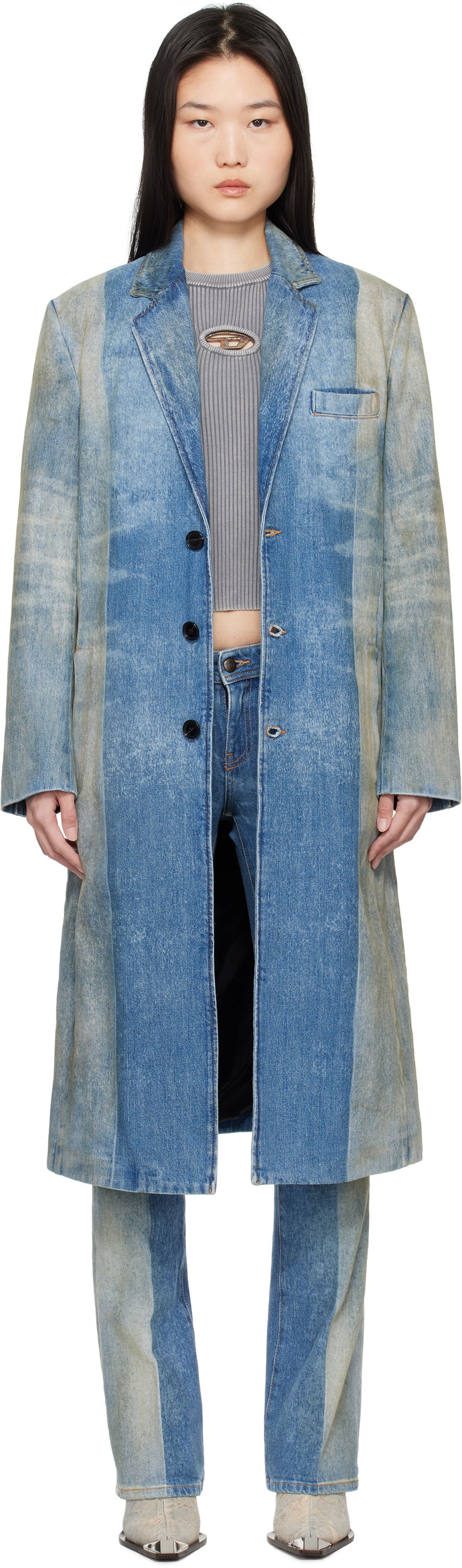 Trenčkot Diesel Denim Blazer Coat Plava | A16830 09L04