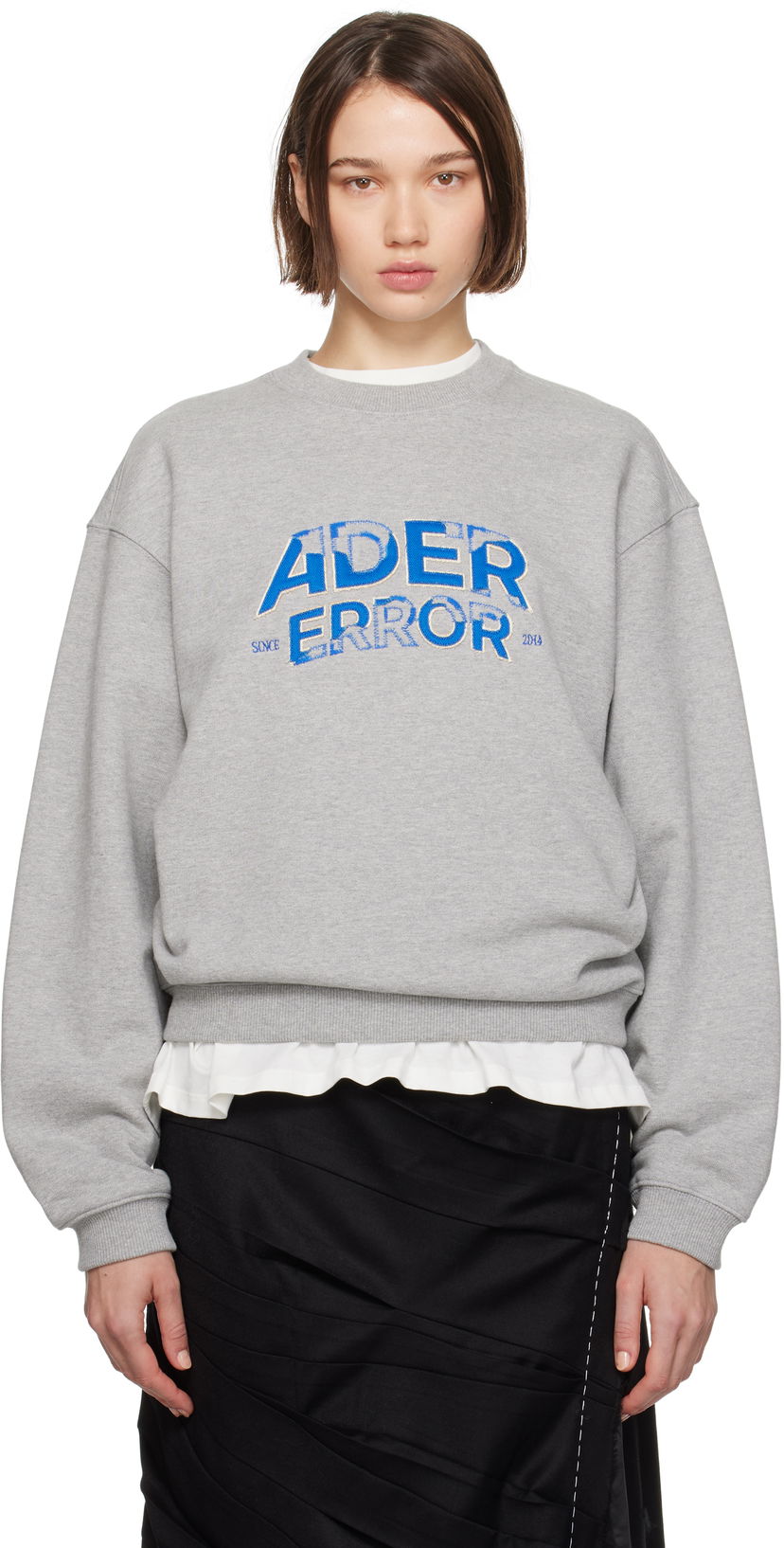 Dukserice ADER ERROR Graphic Print Crewneck Sweatshirt Siva | BN25FYSW0101GR