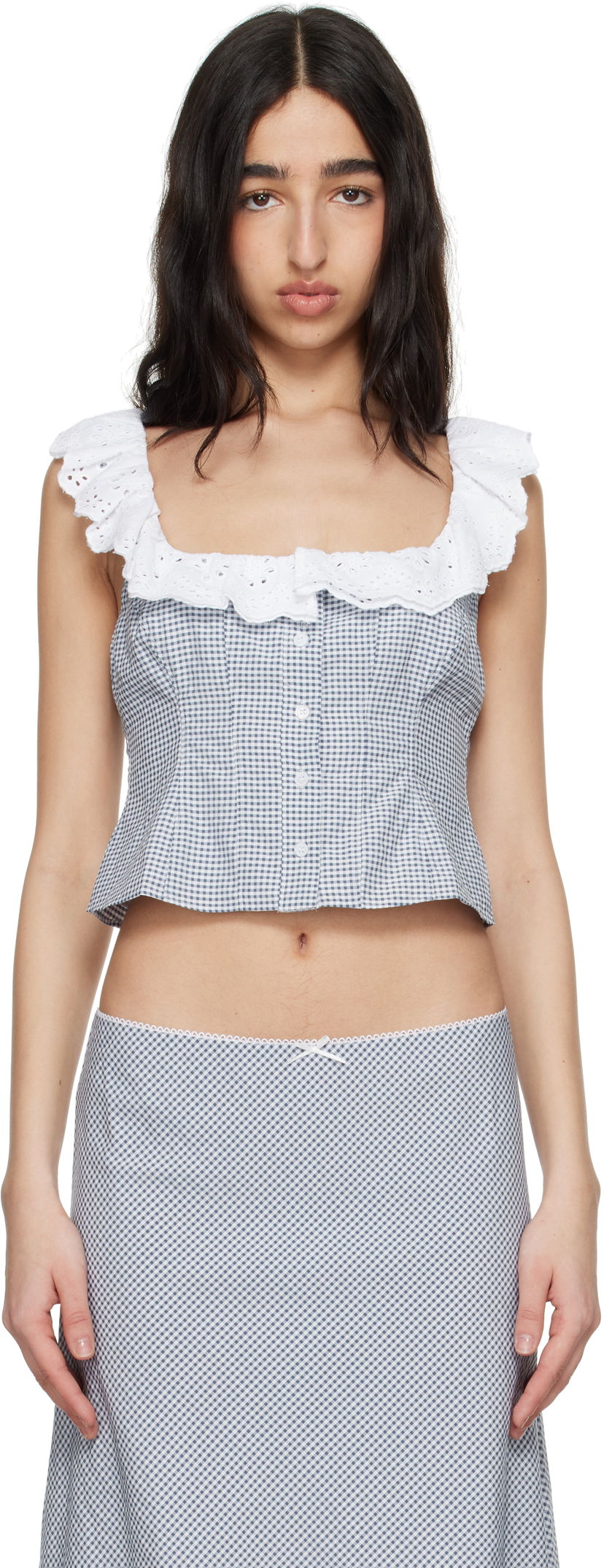 Crop top GUIZIO Guizio Paloma Lace Top Plava | S25155W152