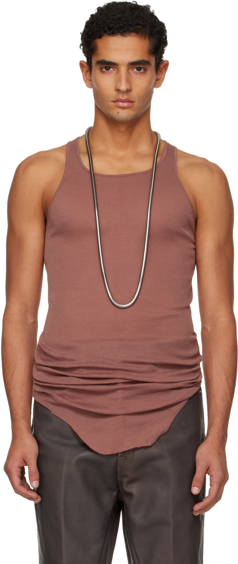 Majica bez rukava Rick Owens Concordians Basic Rib Tank Top Smeđa | RU02E1150 MR