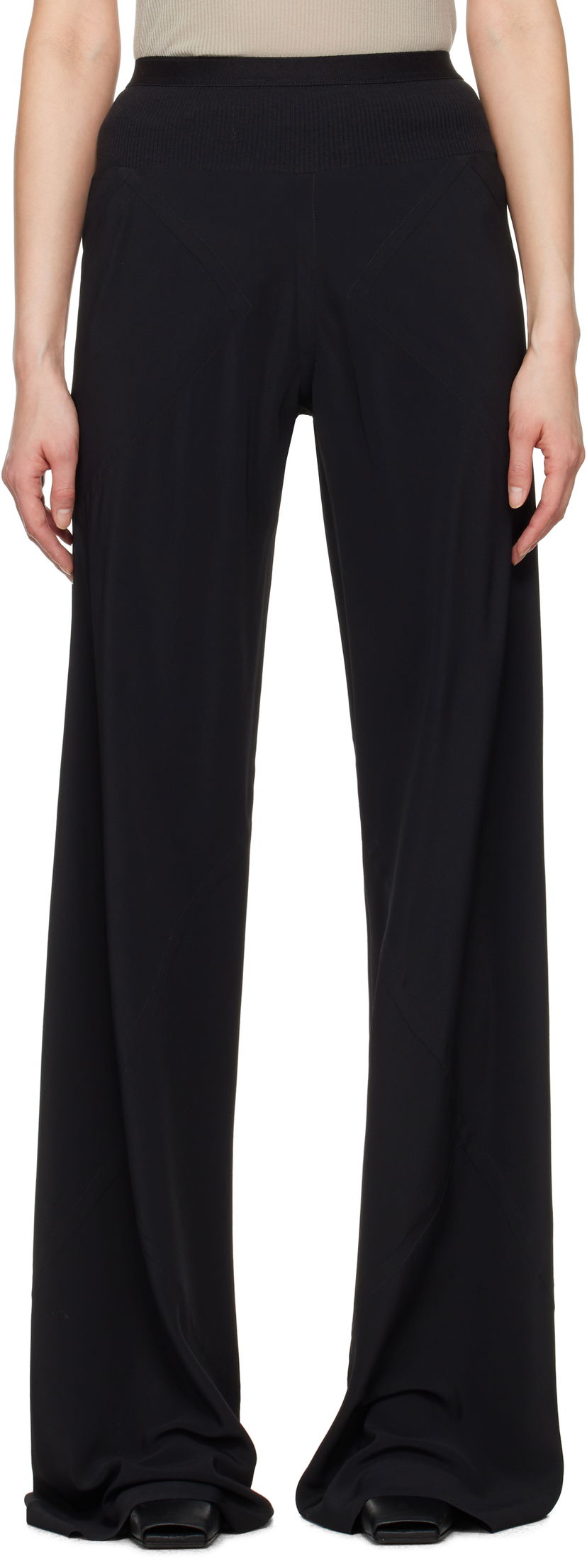 Hlače Rick Owens Rick Owens Hollywood Bias Trousers Crna | RP01E7301 CC