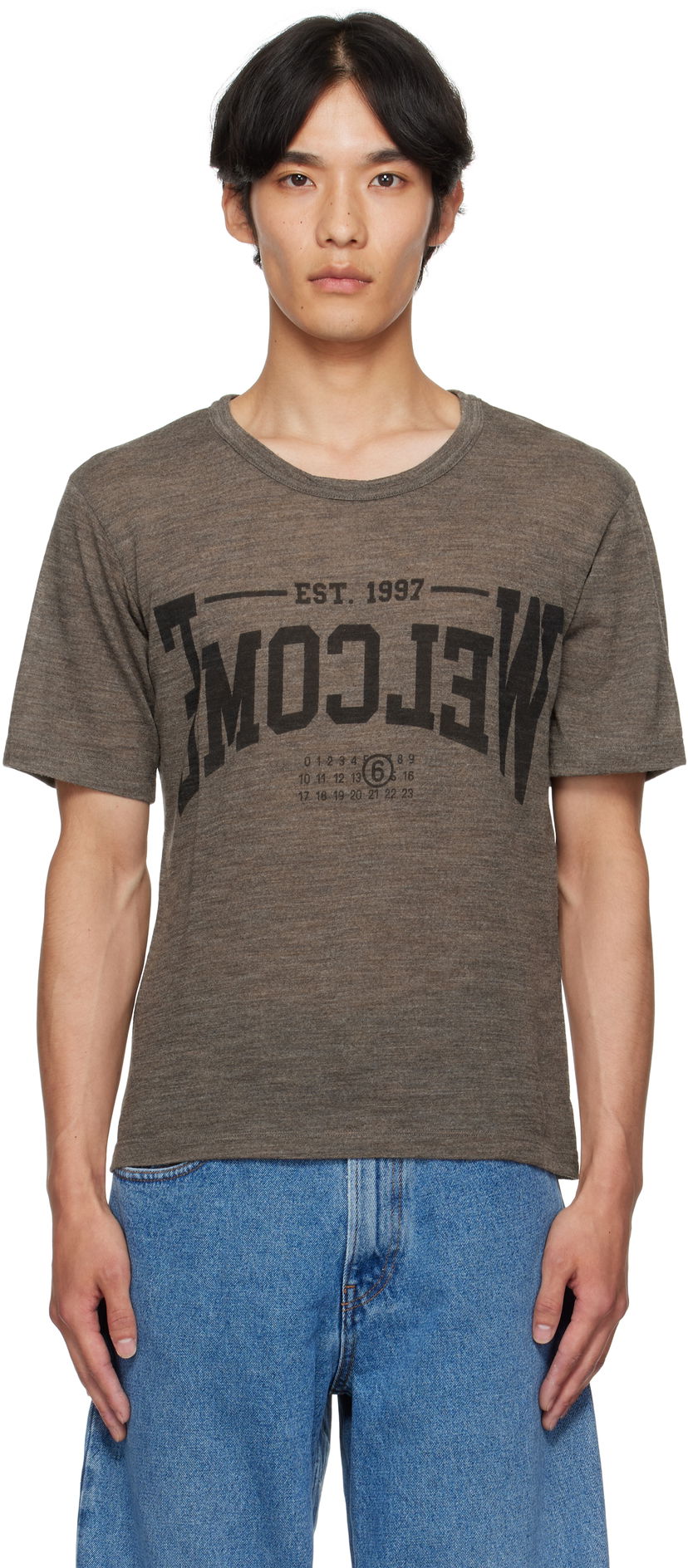 Majica kratkih rukava Maison Margiela MM6 Maison Margiela 'Welcome' Print T-Shirt Siva | SH0GC0055 M20123