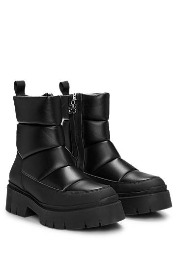 Odjeća i dodaci BOSS Quilted Faux-Leather Boots Crna | 50529838