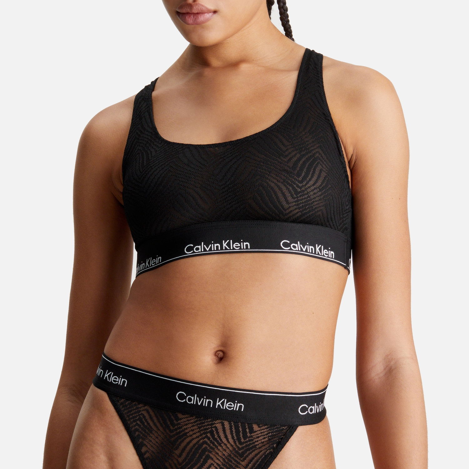 Odjeća i dodaci CALVIN KLEIN Modern Semi-Sheer Stretch-Lace Unlined Bralette - XS Crna | 000QF7708EUB1, 1