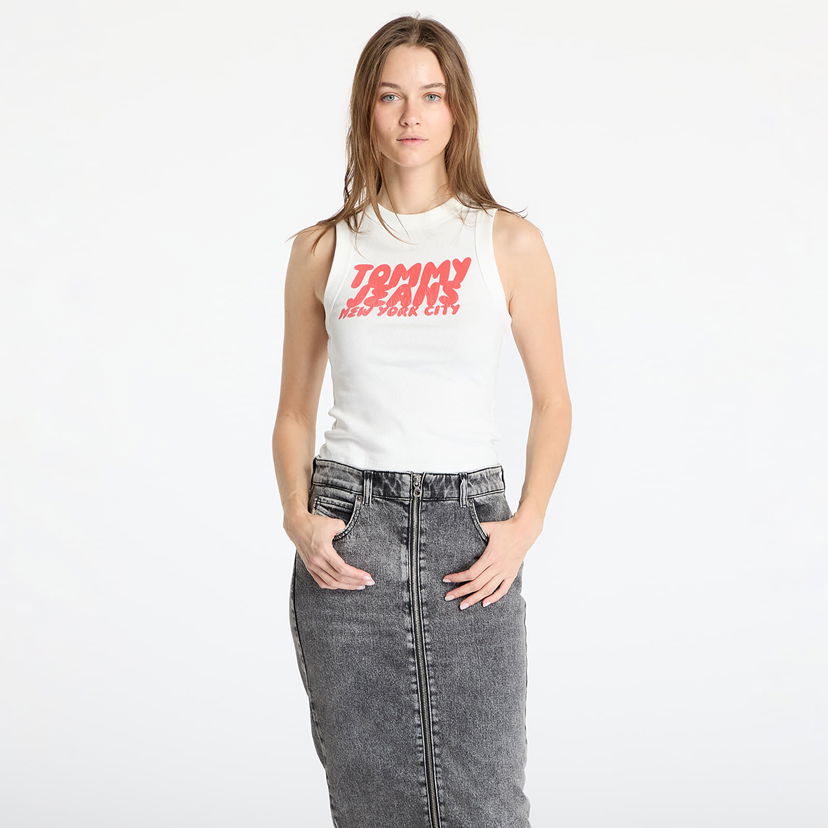 Majica bez rukava Tommy Hilfiger Tommy Jeans Women's Slim Fit Bubble Graphic Tank Top Bijela | DW0DW21339 YBL