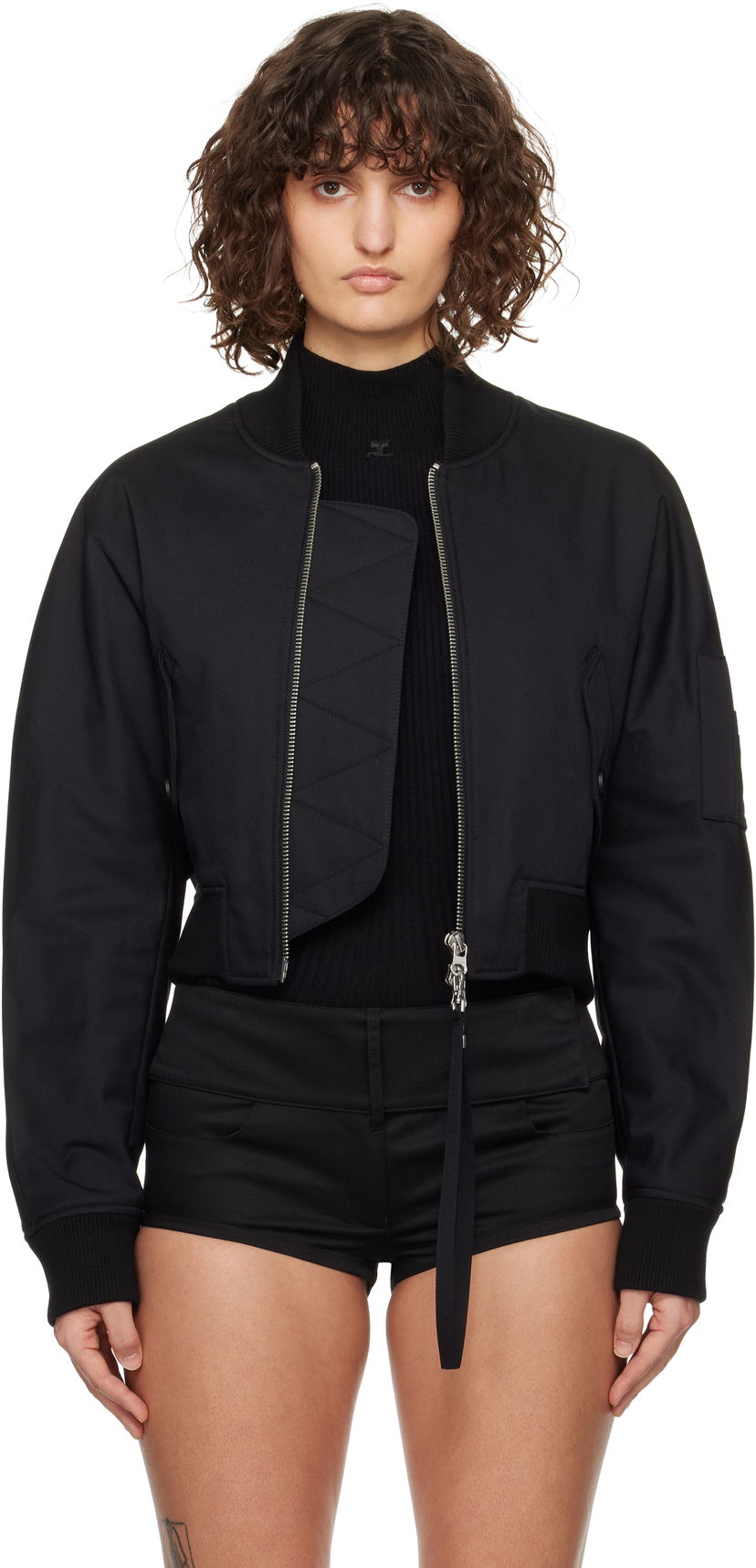 Bomber jakna Courrèges Courrèges Cropped Scuba Bomber Jacket Crna | 125CBL265PL0177