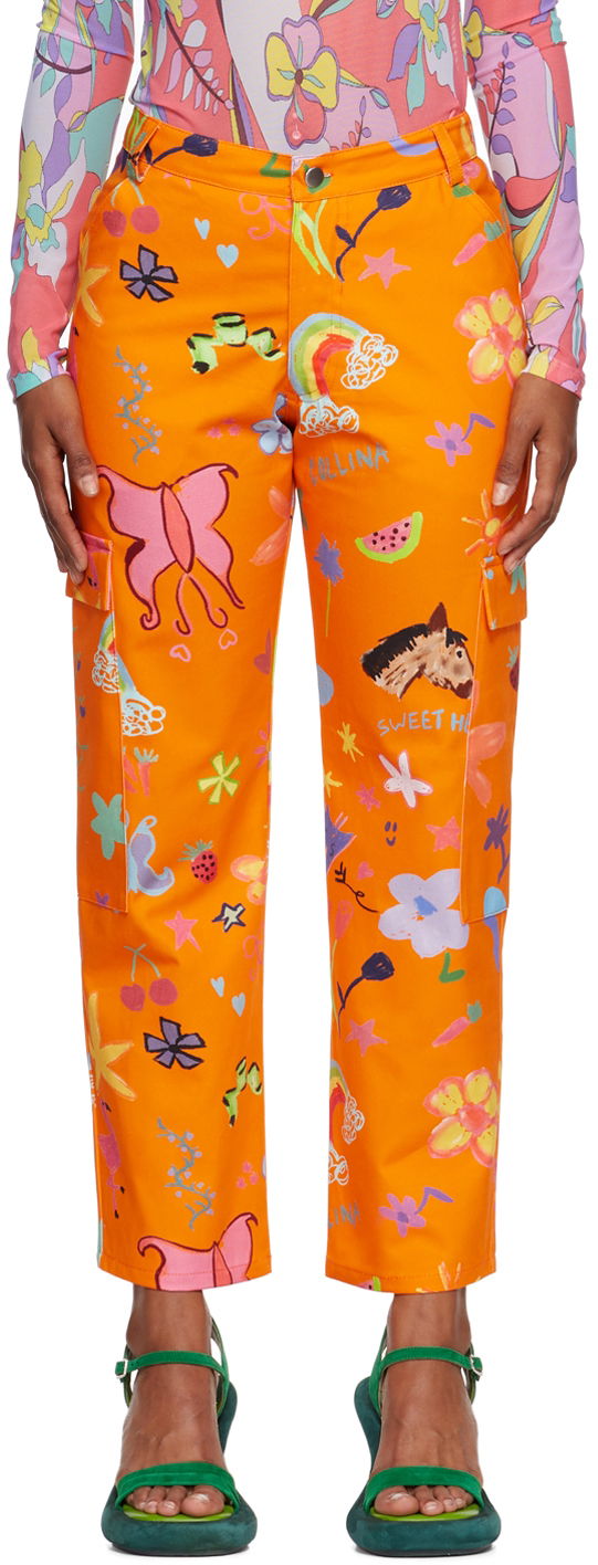 Cargo hlače Collina Strada Collina Strada Chason Printed Cargo Pants Narančasta | XX6293