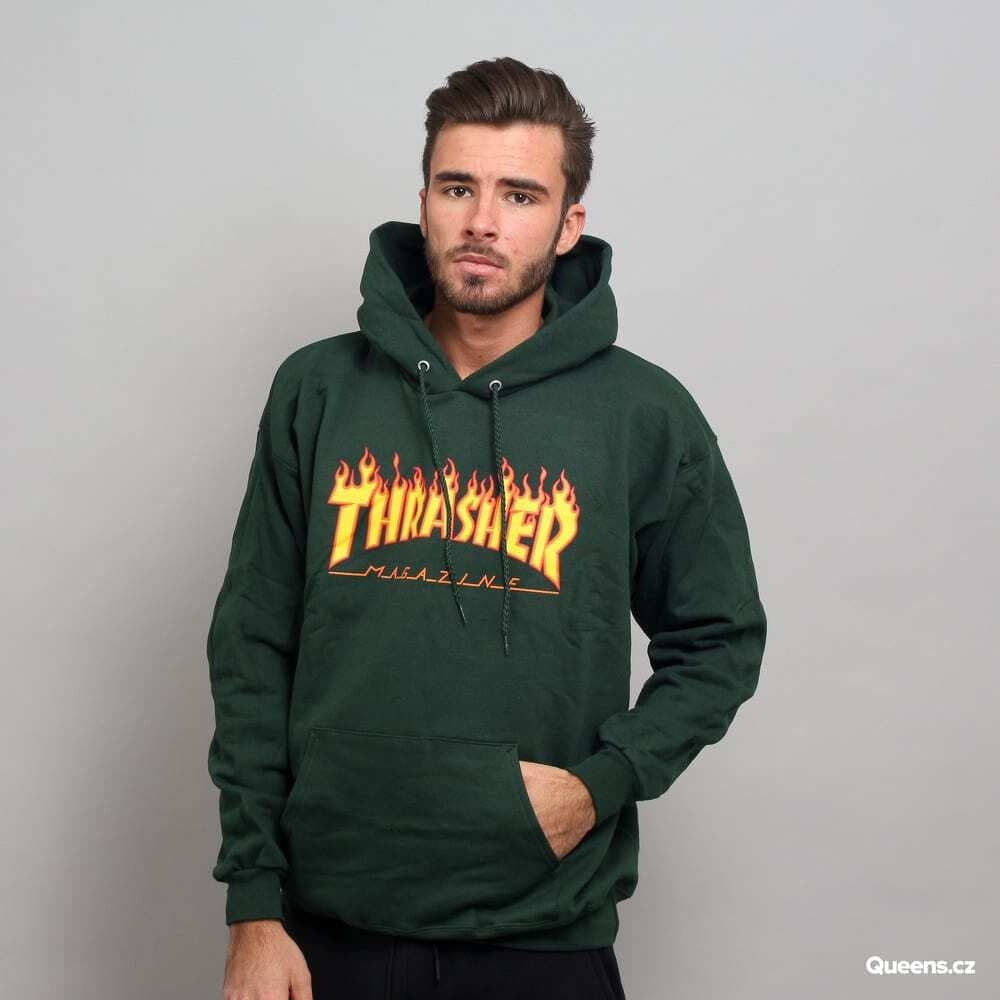 Dukserice Thrasher Thrasher Flame Logo Hoodie Zelena | 144464 Forest Green, 0
