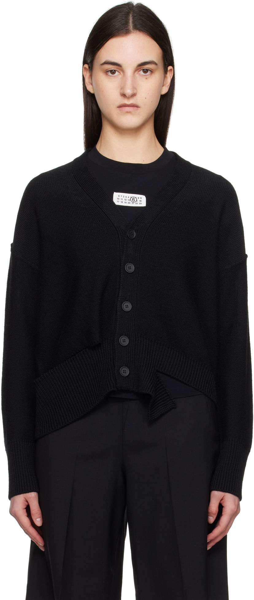Džemper Maison Margiela MM6 Maison Margiela Boxy Ripped Cardigan Crna | S52HP0026 M13044