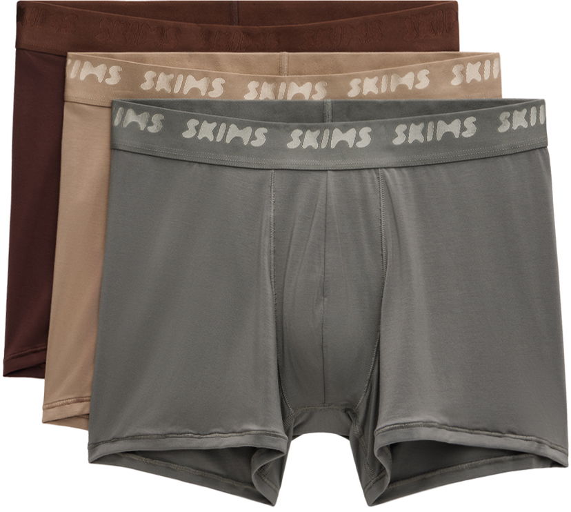 Bokserice SKIMS Three-Pack Stretch Boxer Briefs Smeđa | BO-BBR-5628M