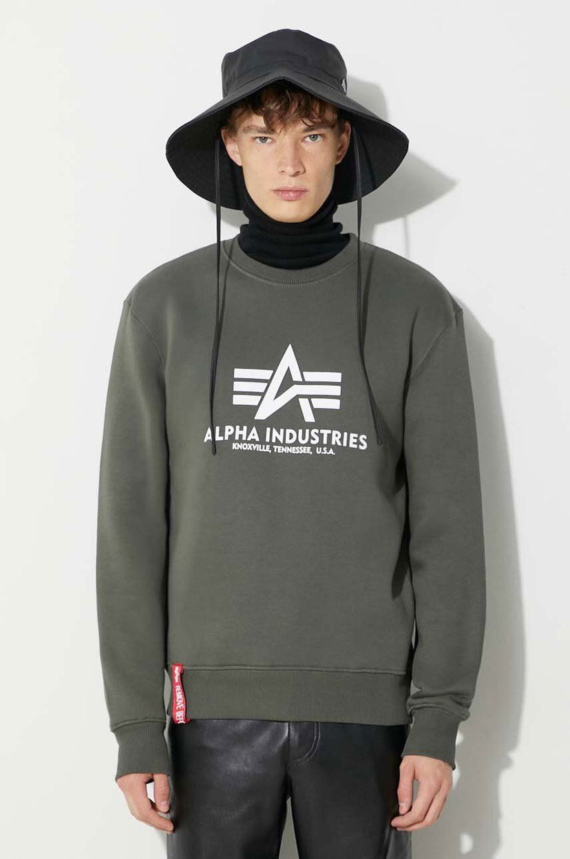 Džemper Alpha Industries Sweater With Print Zelena | 178302.142