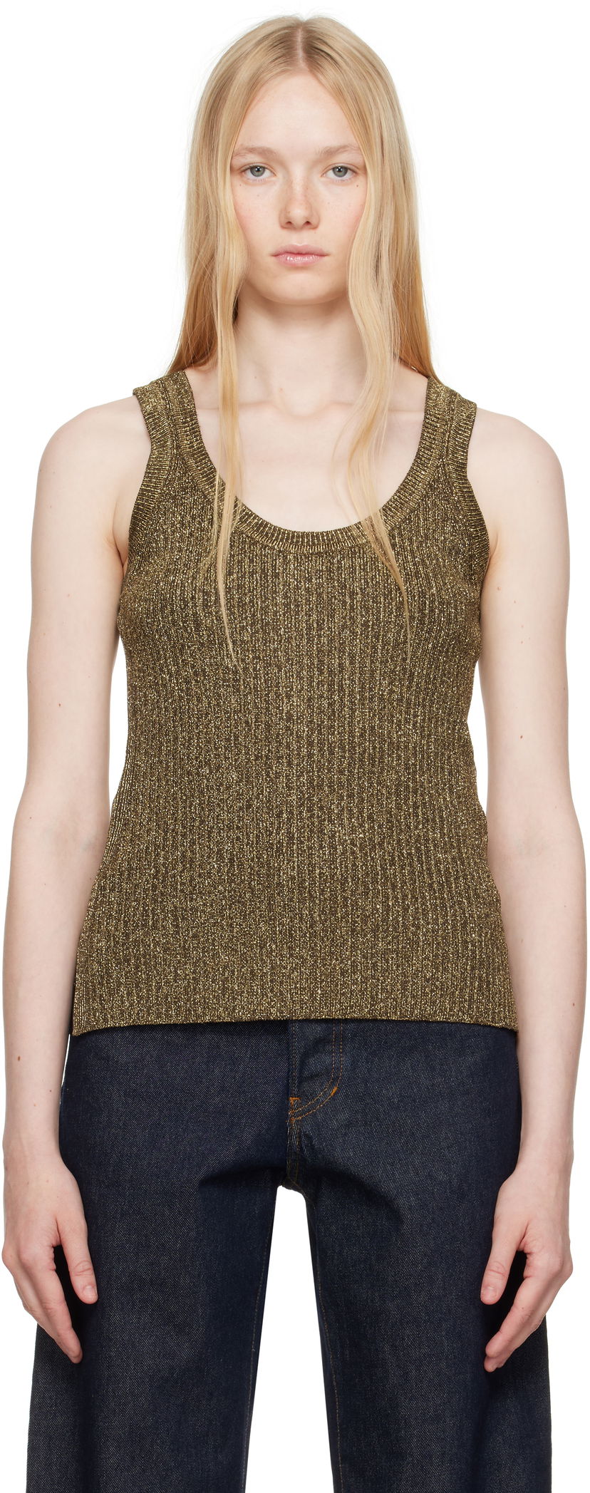 Majica bez rukava Tom Ford Tom Ford Metallic Knit Tank Top Metalik | TSK372-YAX876