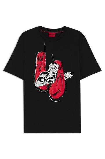 Majica kratkih rukava BOSS Jersey T-Shirt with Boxing Graphic Crna | 50542560, 0