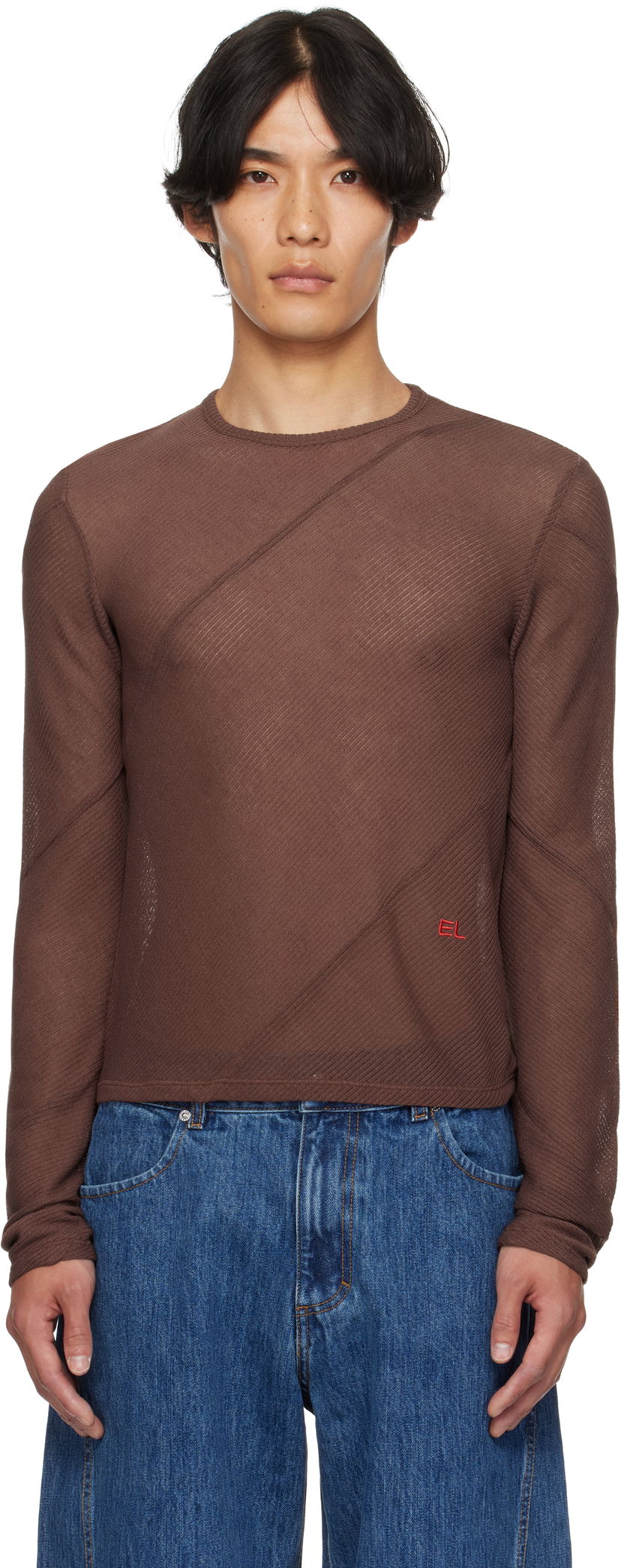 Majica kratkih rukava Eckhaus Latta Eckhaus Latta Spiral Long Sleeve T-Shirt Smeđa | 1107-EL-PF25-W