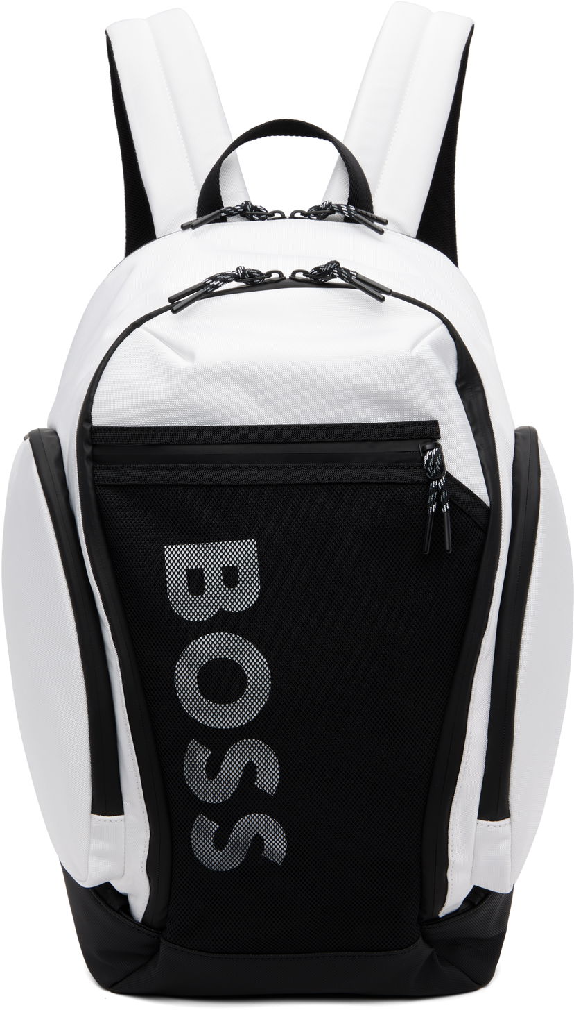 Ruksak BOSS Mesh Front Pocket Logo Backpack Bijela | 50548090