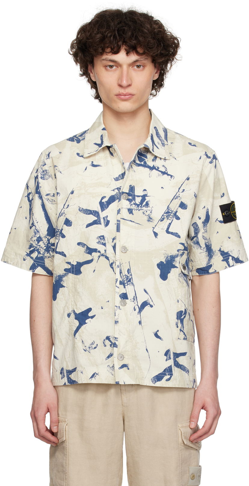 Košulja Stone Island Stone Island Scan Camo Stretch Ripstop Shirt Bež | K1S15 1100012 S00E1