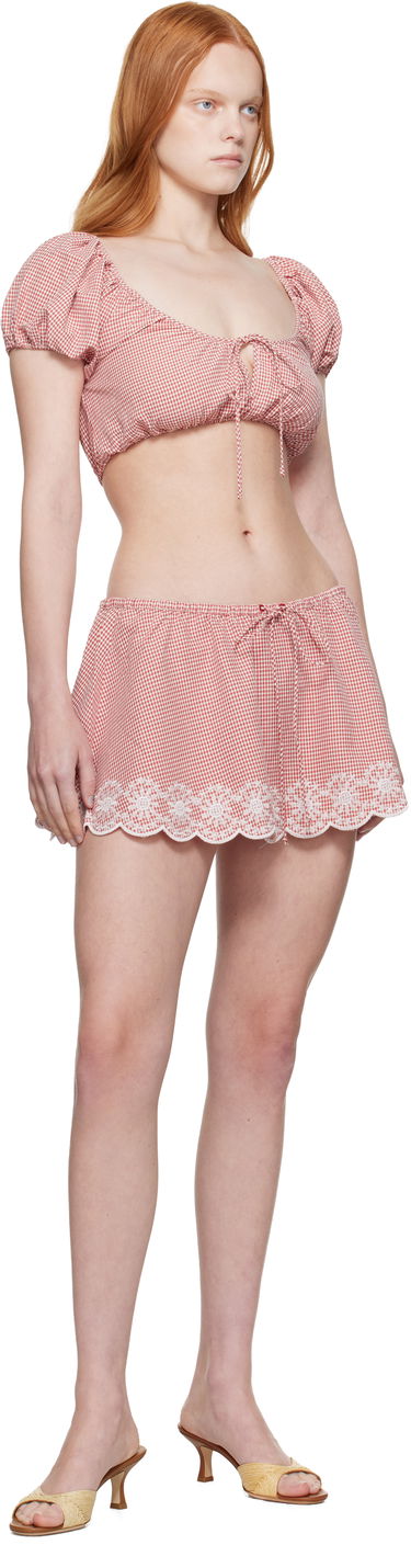 Suknja GUIZIO Guizio Maelle Gingham Miniskirt Crvena | P25304W153, 3