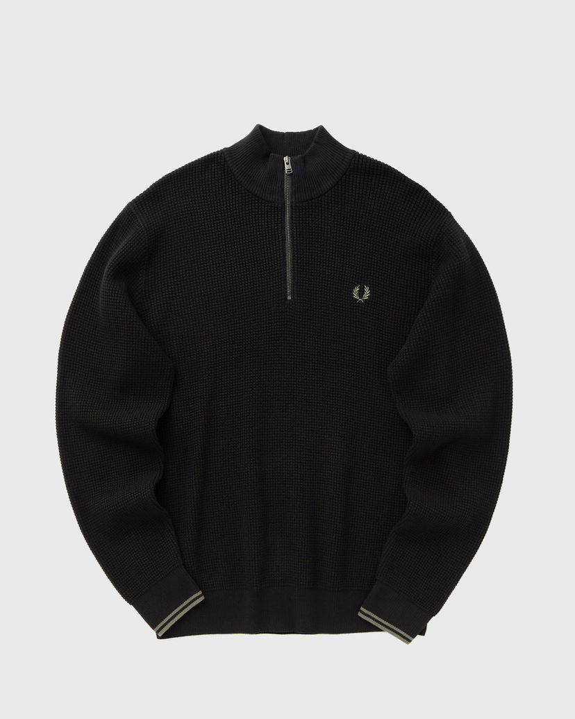 Džemper Fred Perry Waffle Stitch Half Zip Jumper Crna | K8557-102