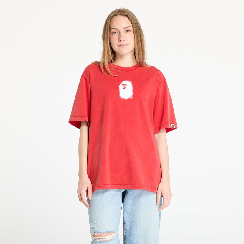 Majica kratkih rukava BAPE A BATHING APE Pigment Print Ape Head Relaxed Fit T-Shirt Crvena | 001CSL301307MRED